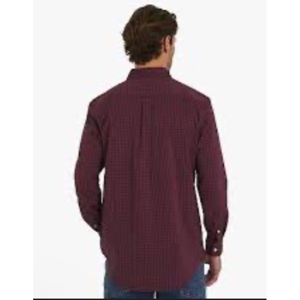 Y2K Chaps Mens LS Sustainable Easy Care Woven Shirt Red/Navy Check Sz Large - Picture 3 of 4